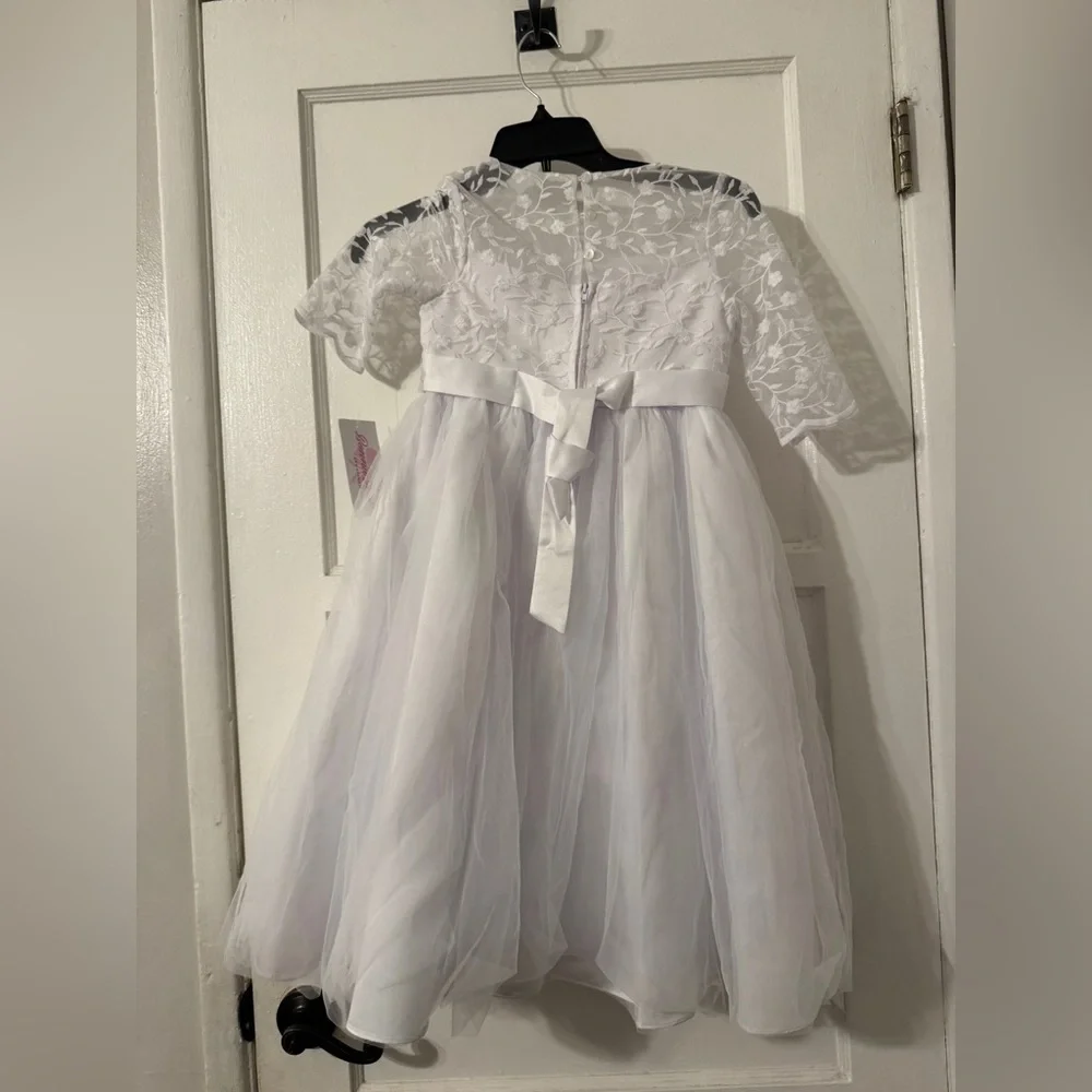 NEW Baptism Flower Girl First Communion Formal Girls White Dress Sz 7 $118